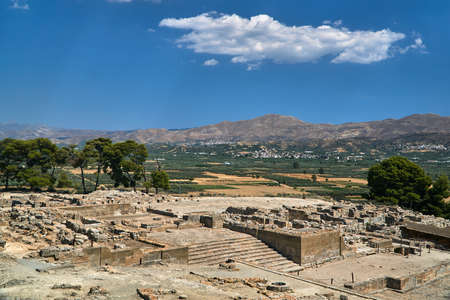 stone ruins of the ancient city of Phaistos on the island of Creteの写真素材