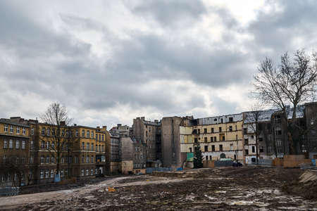Construction site - reconstruction of historic tenement houses in the city of Poznan