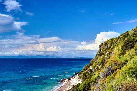 stone beach and Rocky cliff on the Greek island of Lefkada
の写真素材