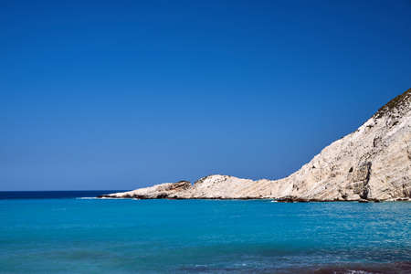 Rocky rocky headland at Petani Bay on the island of Kefalonia in Greece