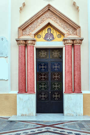 Entrance to the Orthodox Church in the city of Kos in Greeceの写真素材