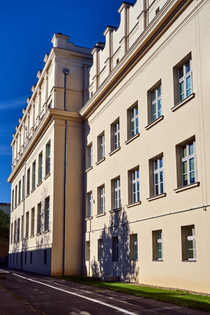 fragment of a historic building in the neo-renaissance style in the city of Poznan, Polandの写真素材