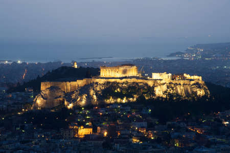 View of Athens and Acropolis from above, Greeceの写真素材
