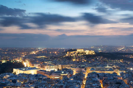 View of Athens and Acropolis from above, Greeceの写真素材