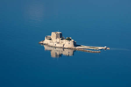View of the medieval castle on the small island near the Nafplio town, Greece