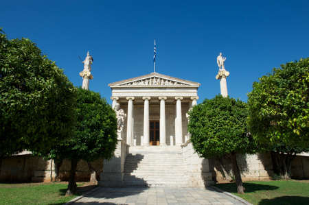 View of the classical building of the Academy of Athens, Greeceのeditorial素材
