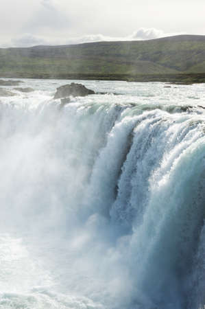 Falling bright blue waters of Godafoss (waterfall of the gods), Icelandの写真素材