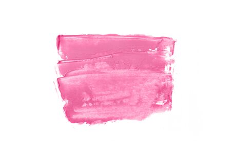 Bright pink and paint in the form of a group of horizontal strokes isolated on a white background.の写真素材