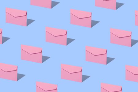Blue envelopes-letter pattern. The envelope is not fully open to guess what's inside.の写真素材
