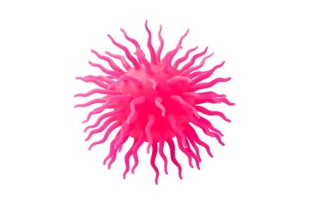 Virion - a particle of a new coronovirus that caused a pandemic. Isolated on a white background. A...