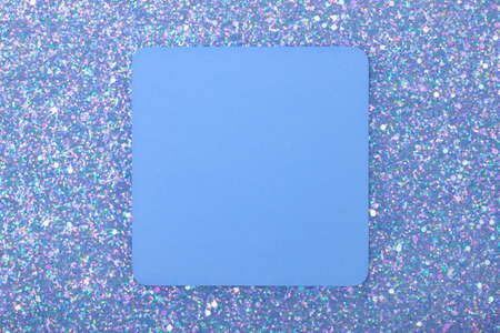 Holographic bright white glitter real texture background with rectangular sequins.