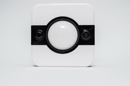 Security and fire sensors and alarm equipment on white background. components for signaling.Security and fire sensors and alarm equipment on white background. components for signaling.の写真素材