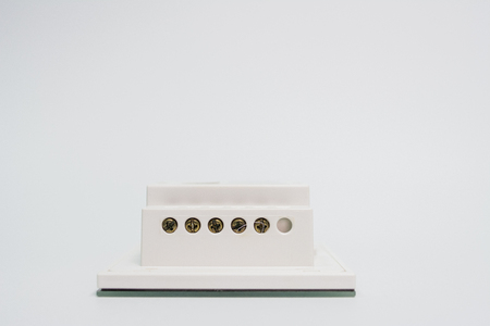 Security and fire sensors and alarm equipment on white background. components for signaling.Security and fire sensors and alarm equipment on white background. components for signaling.の写真素材