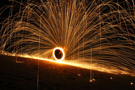 PHI PHI ISLAND, KRABI,THAILAND-MARCH 10,2020 : Amazing Fire Show at night on Phi Phi Island in Krabi Thailand.のeditorial素材