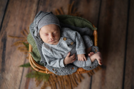 Newborn baby boy photo shootの写真素材