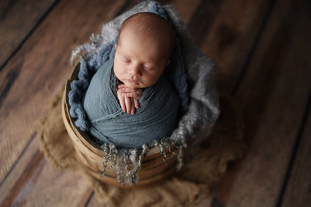 Newborn baby boy photo shootの写真素材
