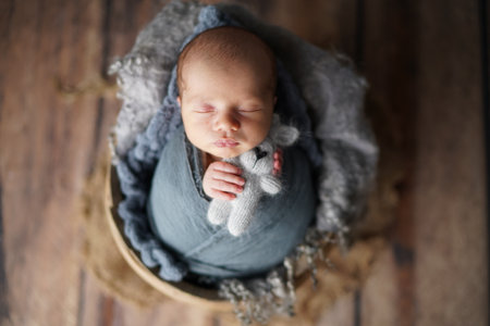 Newborn baby boy photo shootの写真素材