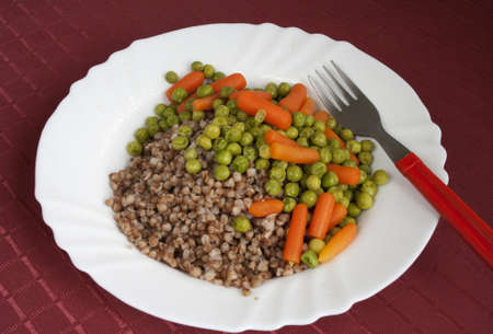 Buckwheatgroats with boiled vegetablesの写真素材