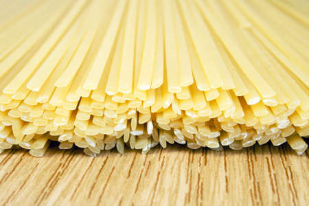 Dry raw spaghetti closeupの写真素材