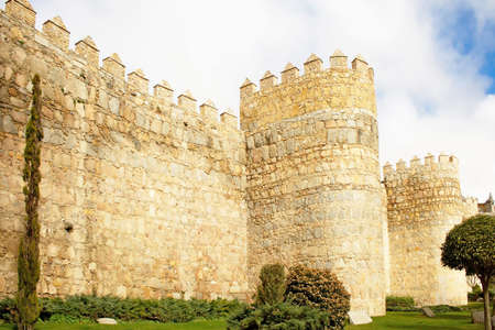 Tower of ancient fortress wall in Avila at Castilla and Leon   Spain のeditorial素材