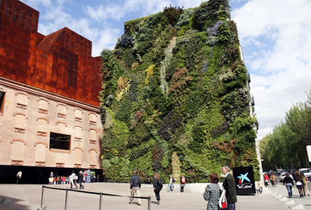Caixa Forum and facade of plants by botanist Patrick Blanc in Madrid (Spain) 27 April 2009のeditorial素材