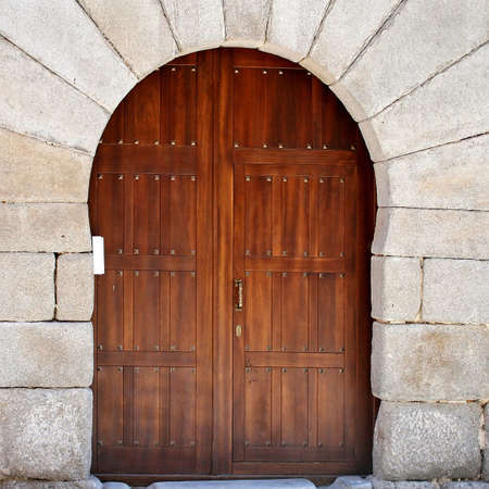 Wooden gate in Segovia, Spainの写真素材