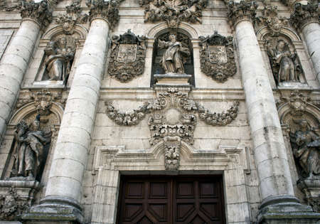 Facade of ancient university in Valladolid, Castilla y Leon, Spainのeditorial素材