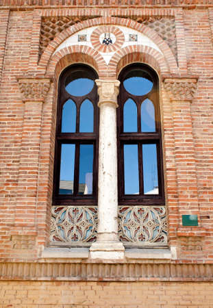 Window of Laredo palace 1884  in Alcala de Henares, Madridのeditorial素材