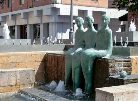 Valladolid-August, 19: Fountain on square Manti y Monso in Valladolid - on August 19, 2012 in Valladolid,Castilla y Leon, Spainのeditorial素材