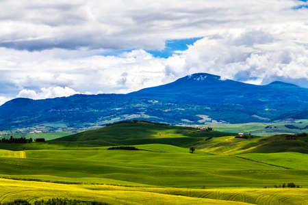 Beautiful and miraculous colors of green spring landscape of Tuscany, Italy.の写真素材