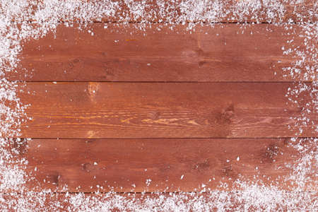 Christmas decoration on the wooden white background with snow or withoutの写真素材
