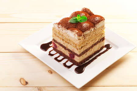 tiramisu cake on plate