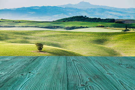 Beautiful and miraculous colors of green spring landscape of Tuscany, Italy.
