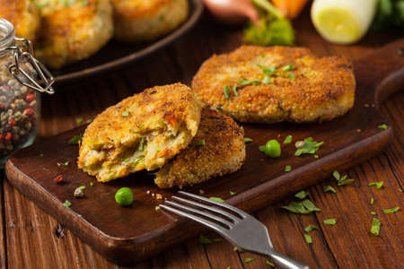 Delicious vegetarian cutlets. Front view.の写真素材