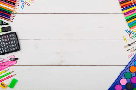 School supplies. Background for advertising graphics. Top view.の写真素材