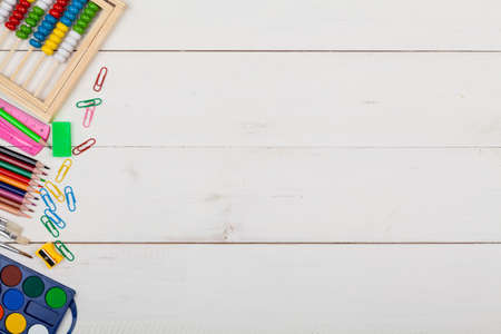 School supplies. Background for advertising graphics. Top view.の写真素材