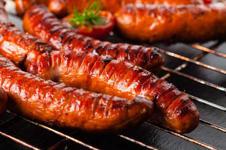 Grilled sausages. Front view. の写真素材