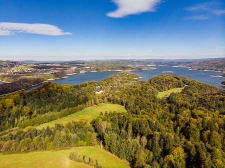 View of the Solinskie lake. View from the drone.の写真素材