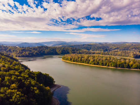 View of the Solinskie lake. View from the drone.の写真素材