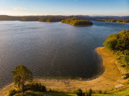 View of the Solinskie lake. View from the drone.の写真素材