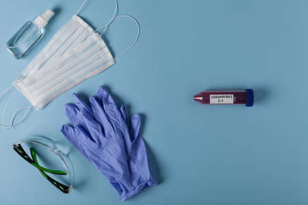 Direct protection measures against infection. Negative coronavirus test. A sample. Top view.
