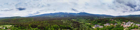 Panorama of the Giant Mountains. - Karkonosze, Poland. View from the drone.の写真素材