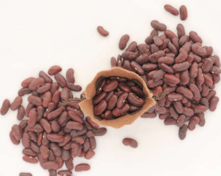 Sack Of Red Haricot Bean. Food Background.