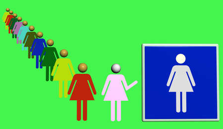 Line To The Women's Room. 3d Rendering.の写真素材