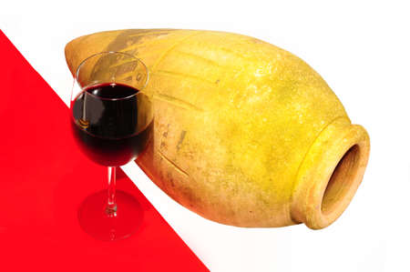 Clay Pottery Called Amphora Used in Ancient Times to Transport Wine.の写真素材