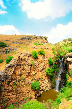 Wild Landscape With Gilboa Waterfall, Golan Heights.の写真素材