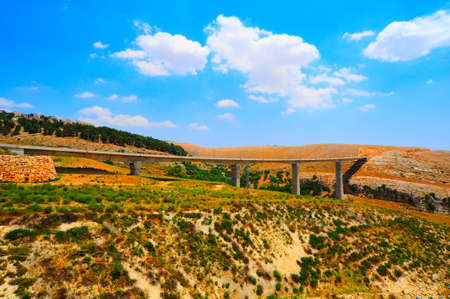 The Modern Bridge Passing Through a Rural Valley in North Galilee, Israel.