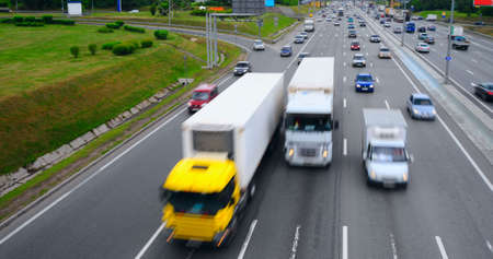 Highway With Lots Of Car With Motion Blur.