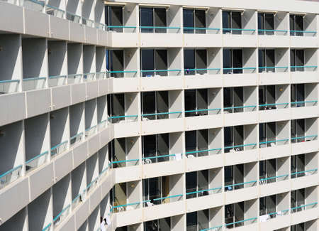 Rows Of Many White Balconies Of Modern Building