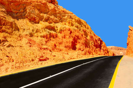 Lonely Road In The Negev Desert, Israel